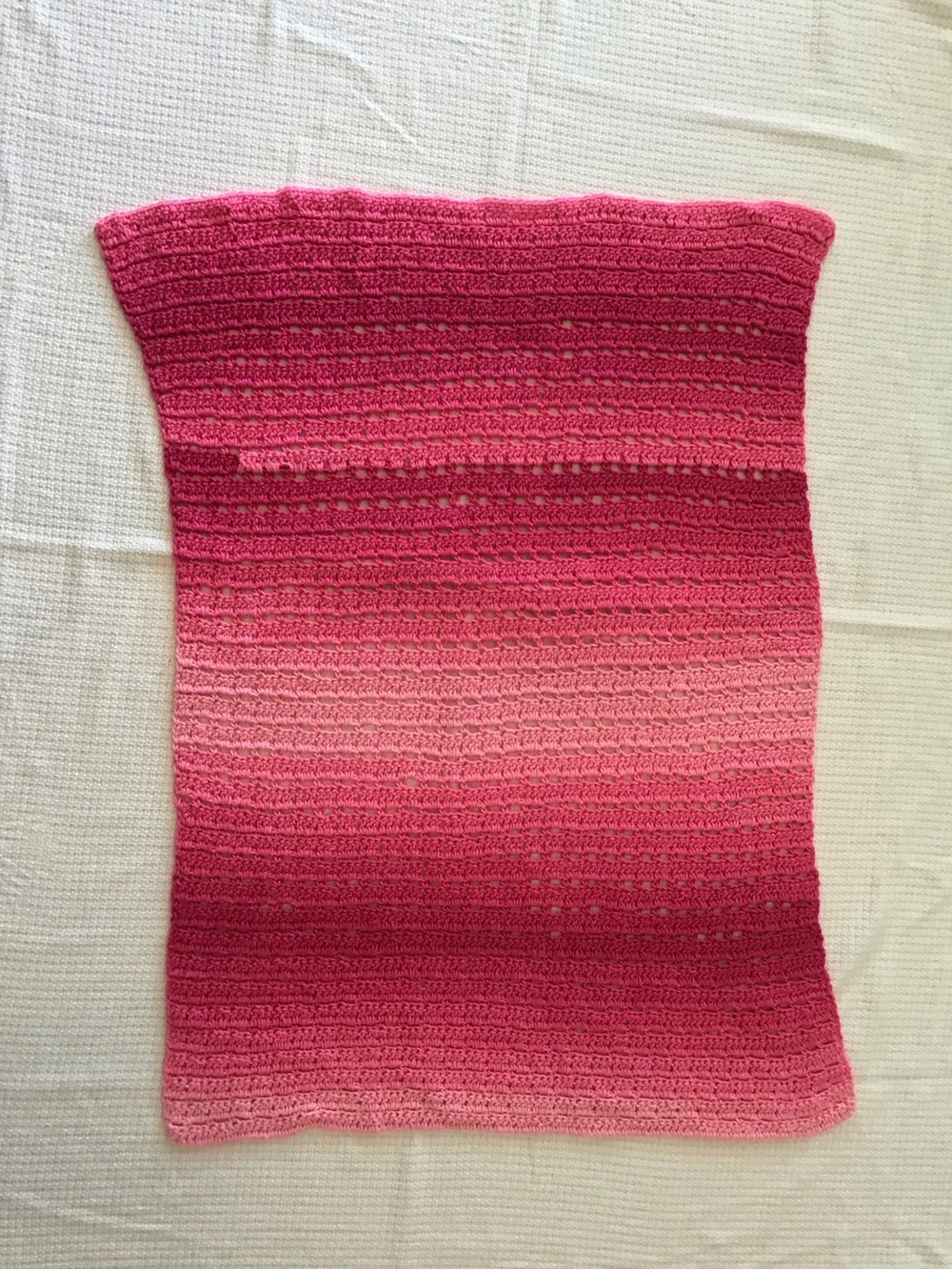 Handmade Pink Ombre Crochet Baby Lap Small Blanket 39“ x 28“